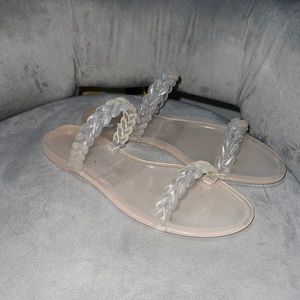 Stuart Weitzman clear sandals braided strap size 7 woman